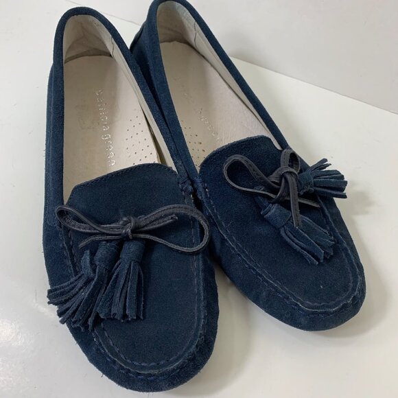Patricia Green Blue Suede Tasseled Driving Moccasins Size 8 - Picture 6 of 10